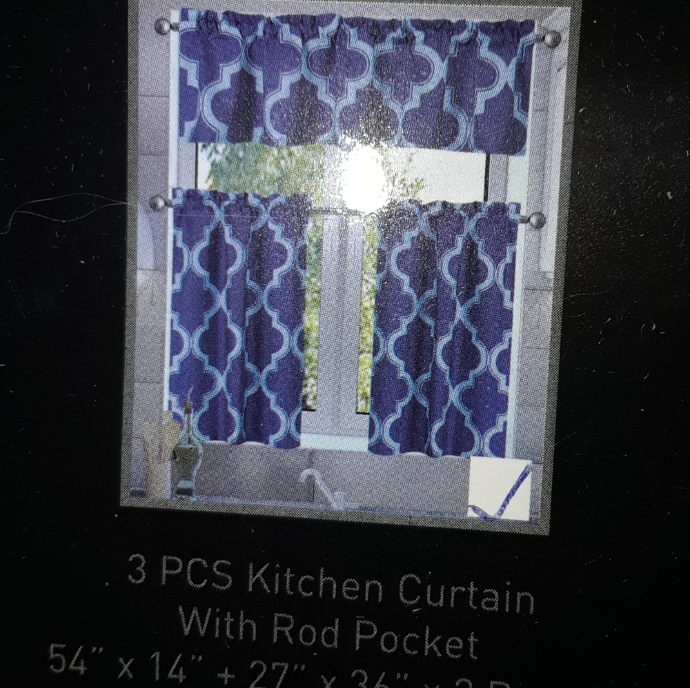 3 Panels Printed Faux Silk Blackout Curtains